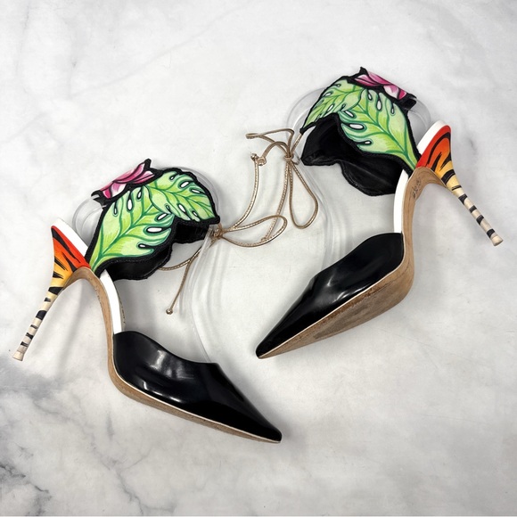 Sophia Webster Rousseau Jungle Tiger Ankle Cuff Tie Pointed Toe Pumps Heels 40 - Picture 10 of 16